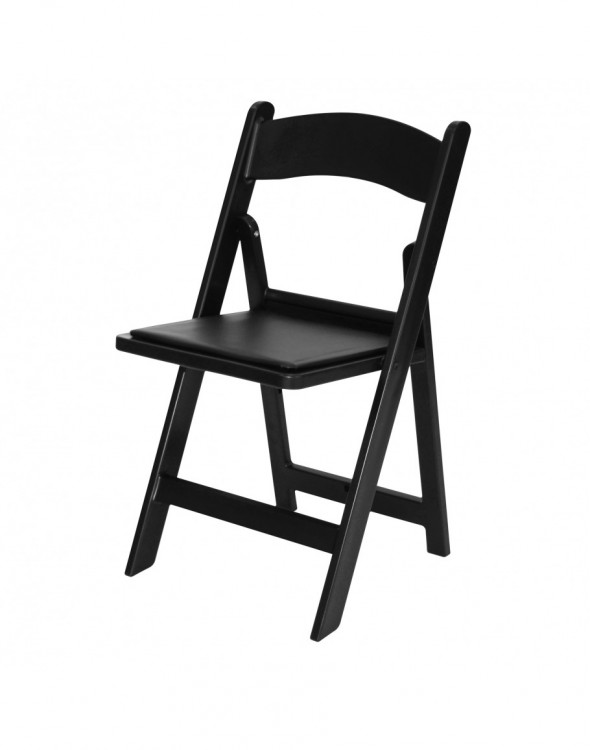 Yard Padded Resin Folding Chair - Black