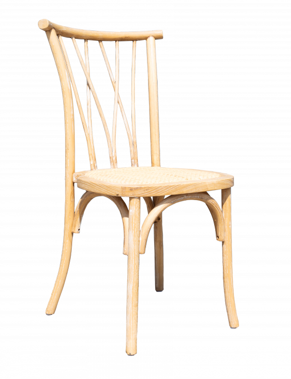 Natural Wood Willow Chair - Rattan Seat