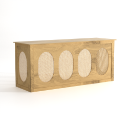 Natural Wood Rattan Bar - 8'