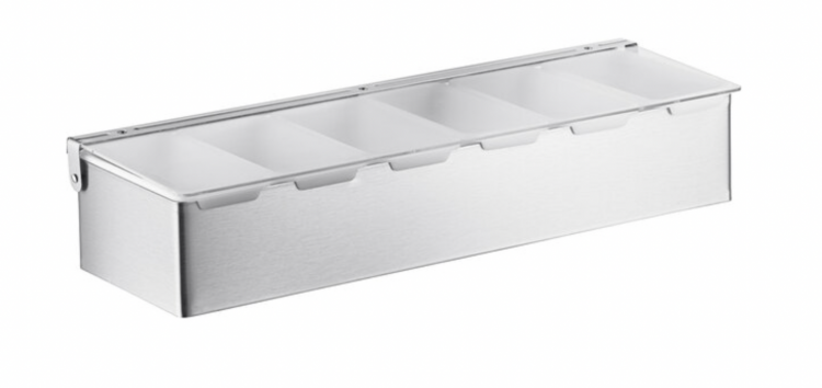 6-Compartment Satin Finish Stainless Steel Condiment Bar