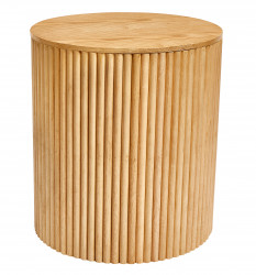 Natural Wood Fluted Side Table