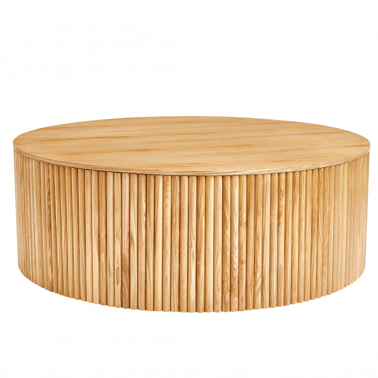 Natural Wood Fluted Coffee Table