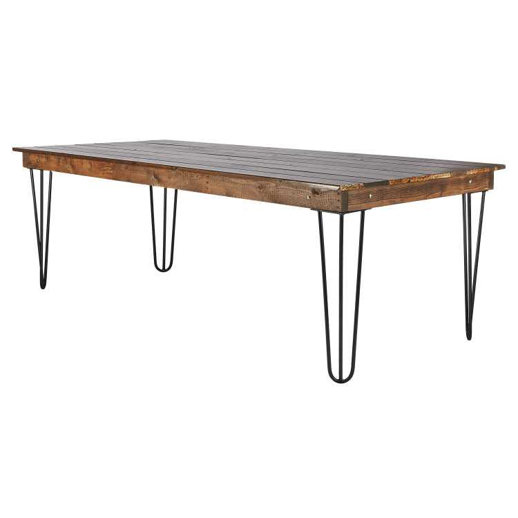 Brown Farm Table with Black Hairpin Legs 8' X 42