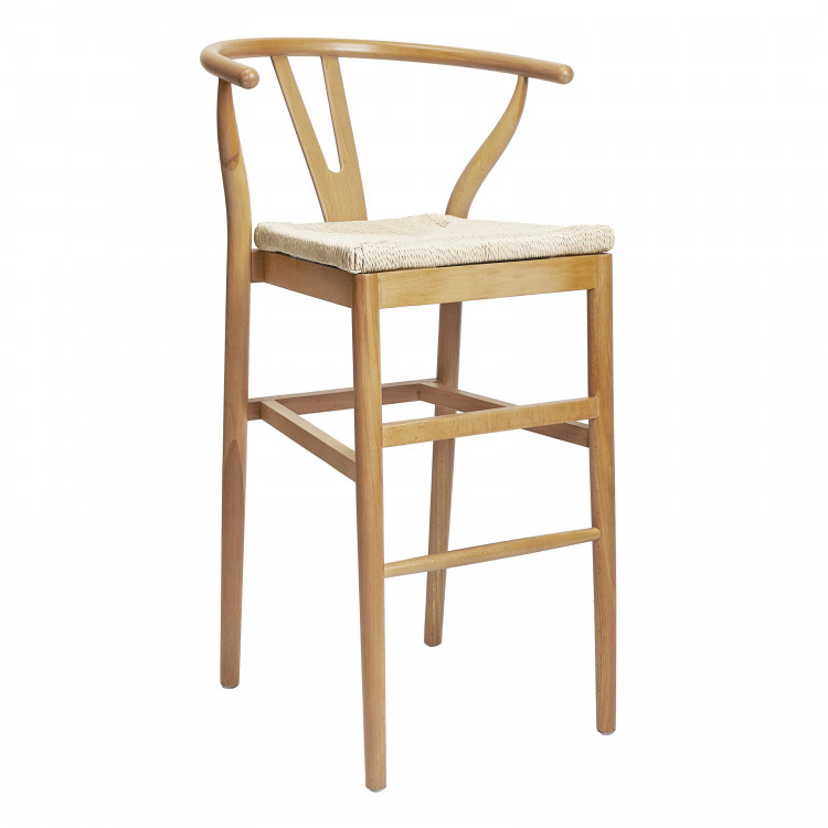 Wood Natural Wishbone Barstool