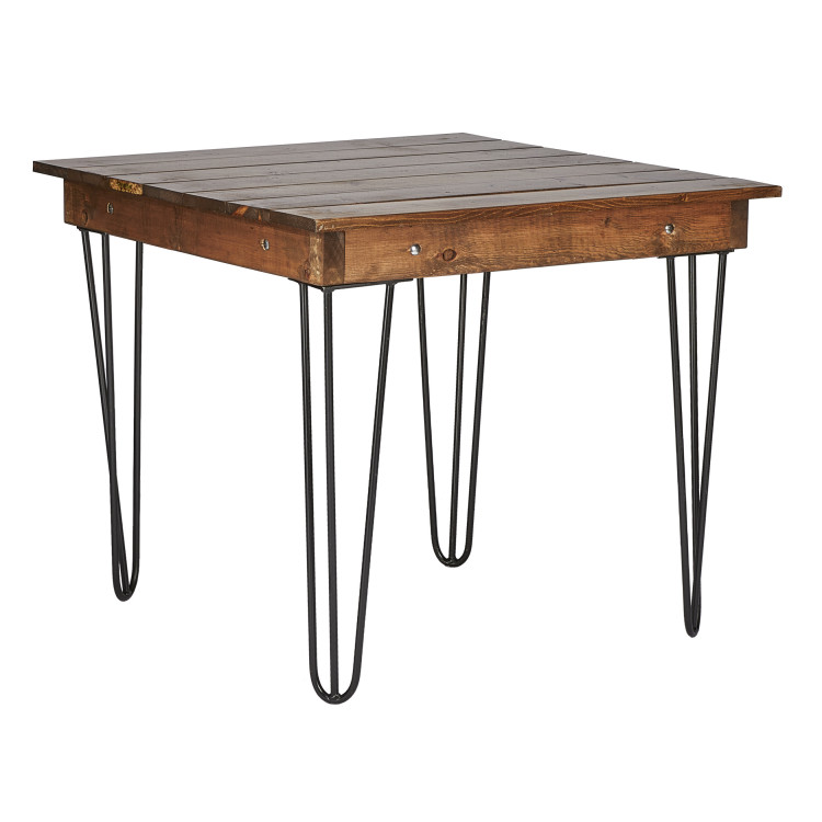 Brown Farm Table with Black Hairpin Legs 36 X 36