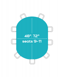 48X72 Oval Tables (Seats 9-11 People)