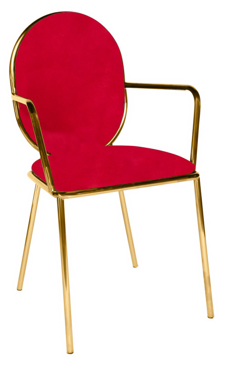 Gold Dora Chair WITH Arms Red