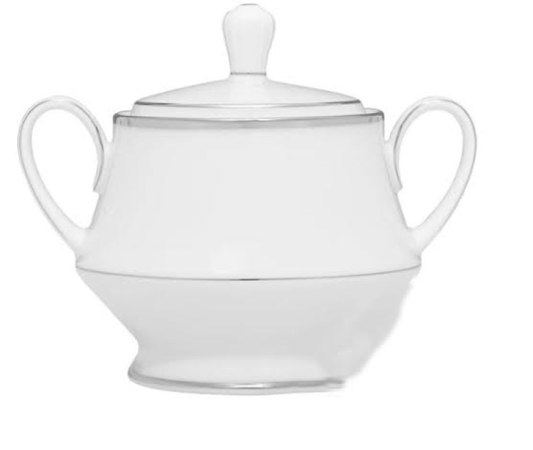 White China Silver Rim Sugar Bowl