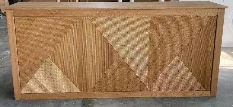 Natural Wood Herringbone Pattern Bar - 8'