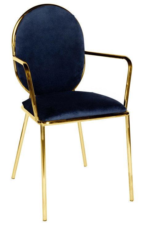 Gold Dora Chair WITH Arms Dark Blue