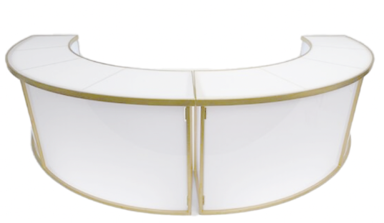 Curved Bar Gold Frame, White Acrylic 6'